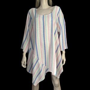 Jones & Co Jones New York Linen and Rayon Dress Tunic Asymmetrical Gold Details